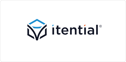 Color Variation-White horizontal itential network automation platform logo on a white rectangle background