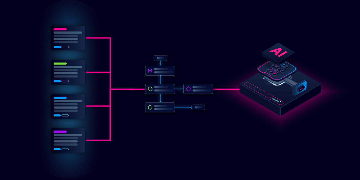 AI orchestration visual showing how automation systems connect and scale through intelligent workflow management.