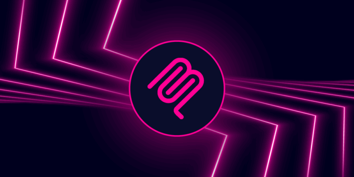 MCP logo representing Model Context Protocol for AI and automation, with neon pink digital design background.
